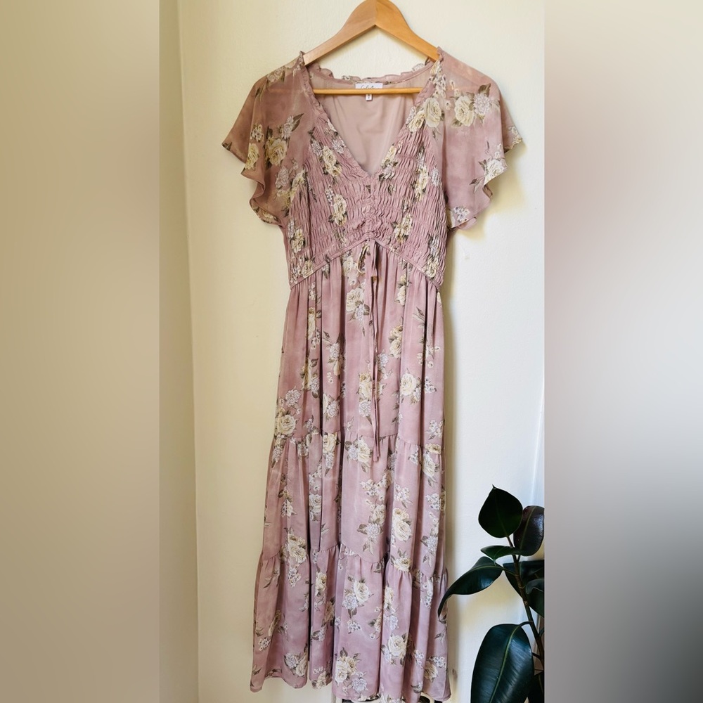 Calista Floral Pink Maxi Dress
